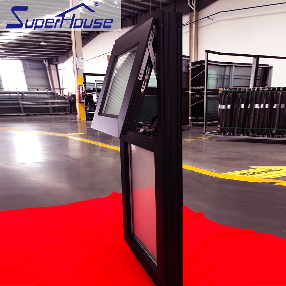 Superhouse American Style New Design Customized Size With Mosquito Screens Aluminum Frame Hand Crank Awning Window