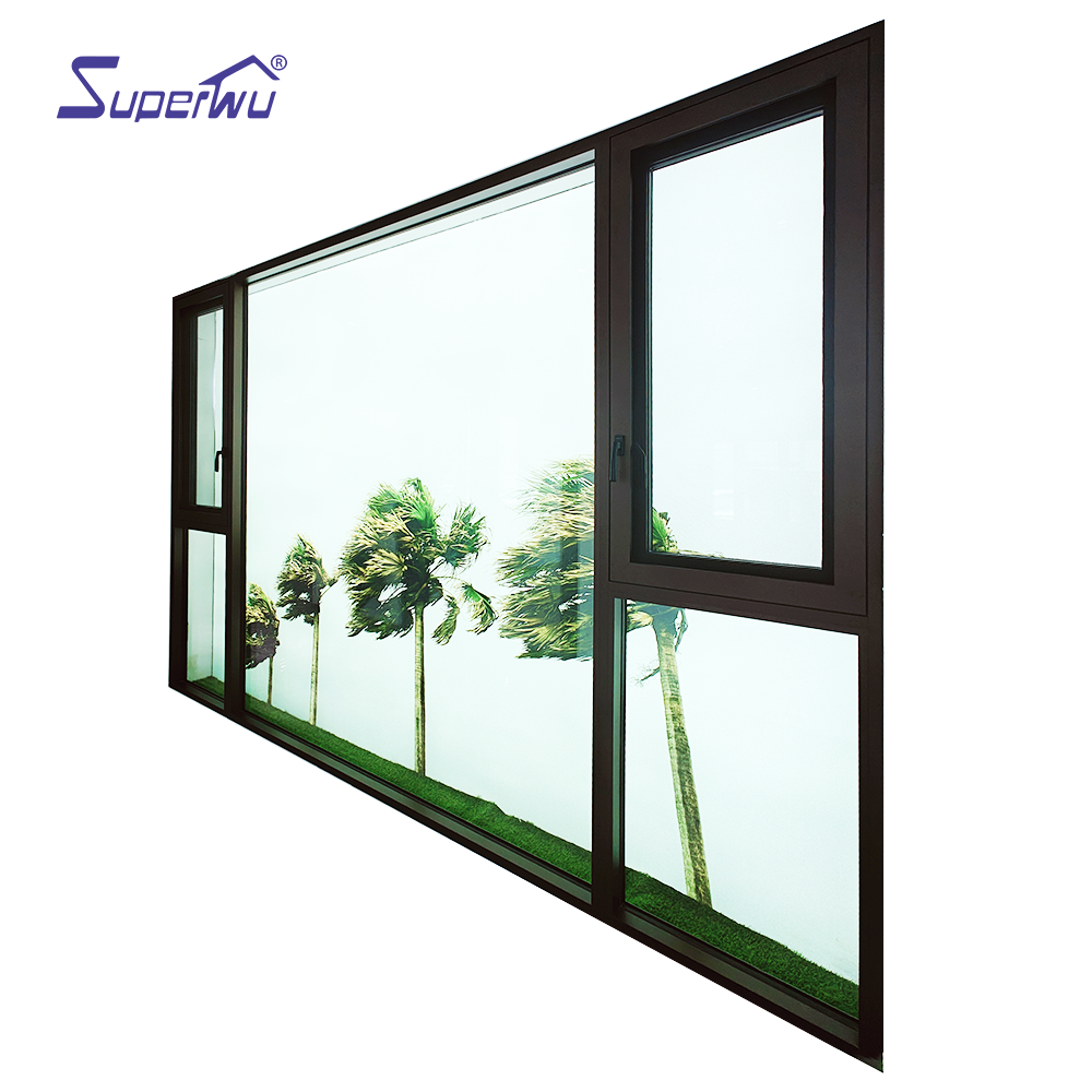 Superhouse High Performance Corrosion Resistant for Luxury Villas Commercial Office Building Black Aluminum Tilt Turn Window