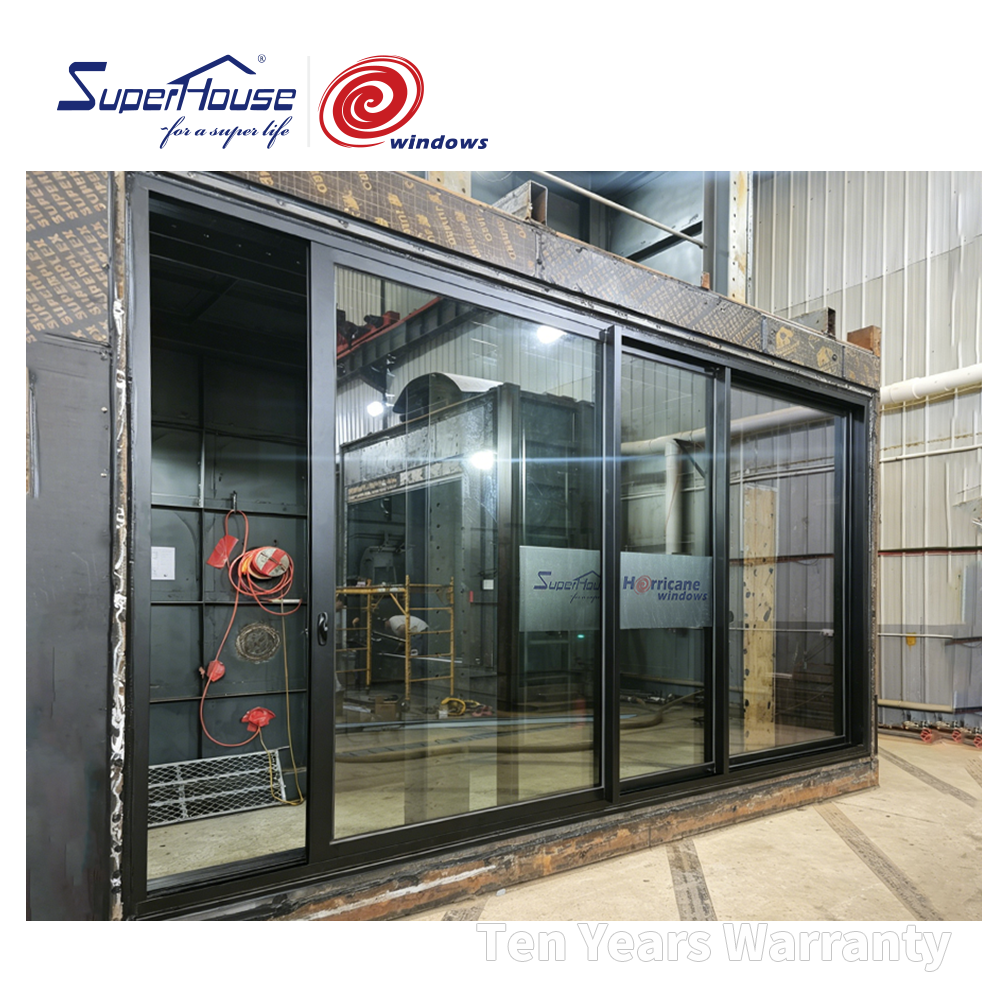 For Superhouse Modern Design Hurricane Double Glass Aluminum Sliding Door with Screen for Villas