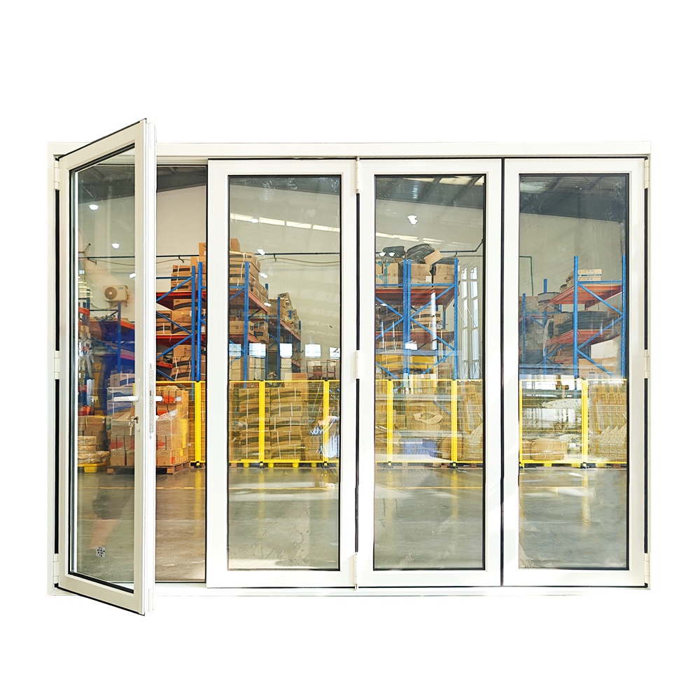 Hurricane Impact Aluminium Accordion Bifolding Doors Fold Door Tempered Glass Folding Door Can Be Casement Open
