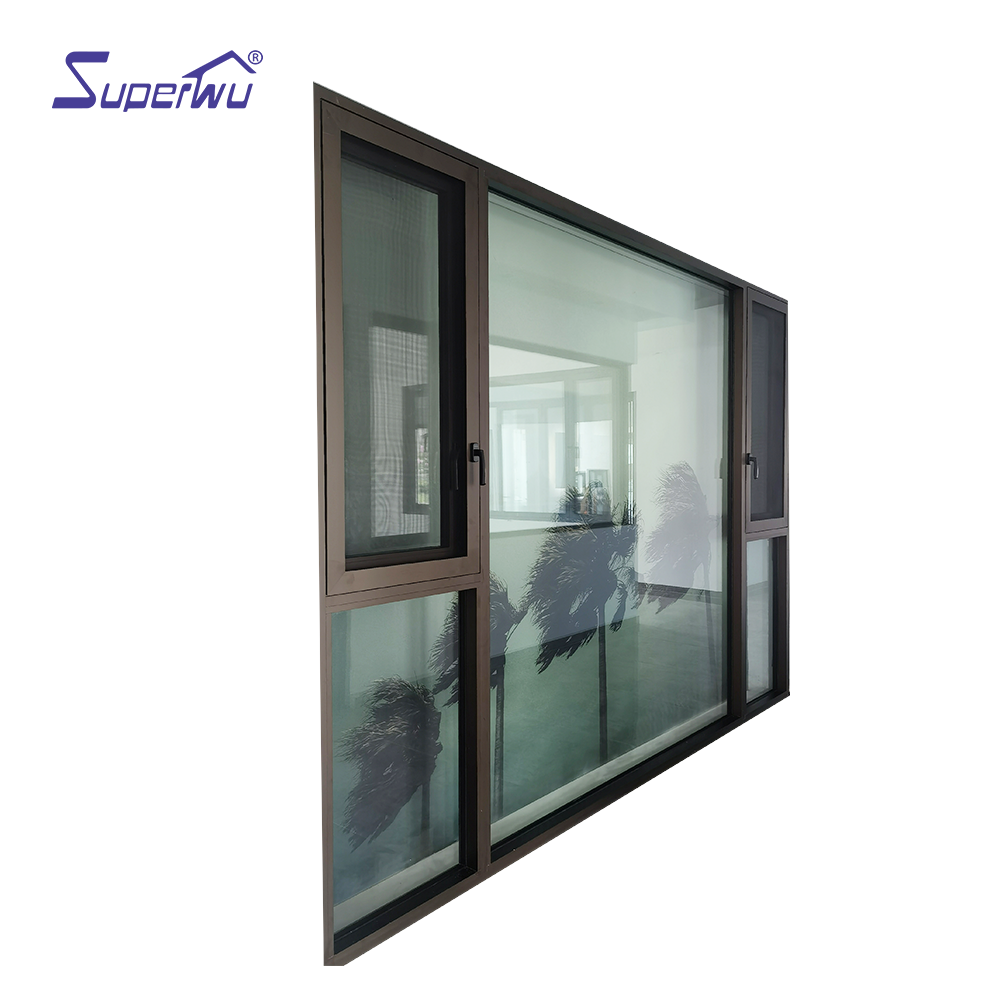 Superhouse High Performance Corrosion Resistant for Luxury Villas Commercial Office Building Black Aluminum Tilt Turn Window