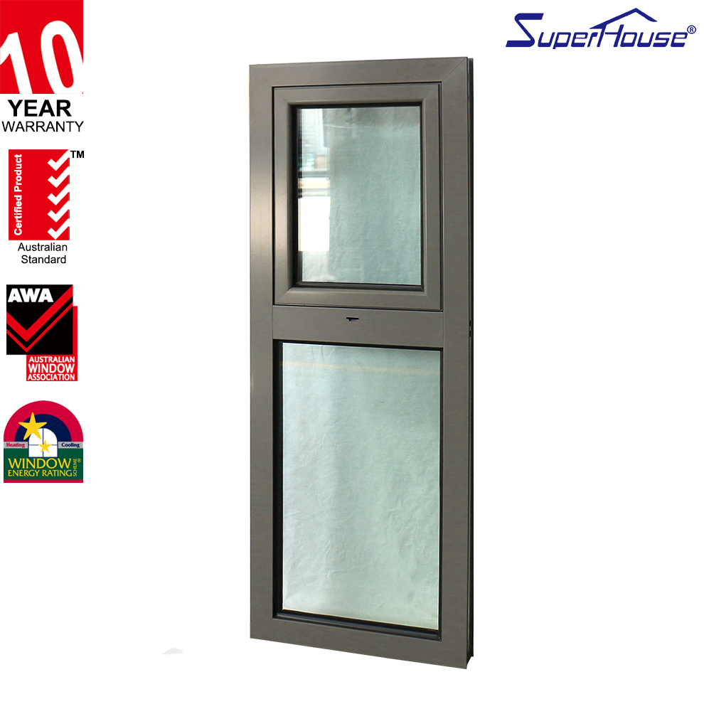Factory Directly Hurricane Impact Windows Thermal Break Custom Double Glazed Tempered Glass Black Aluminum Awning Window