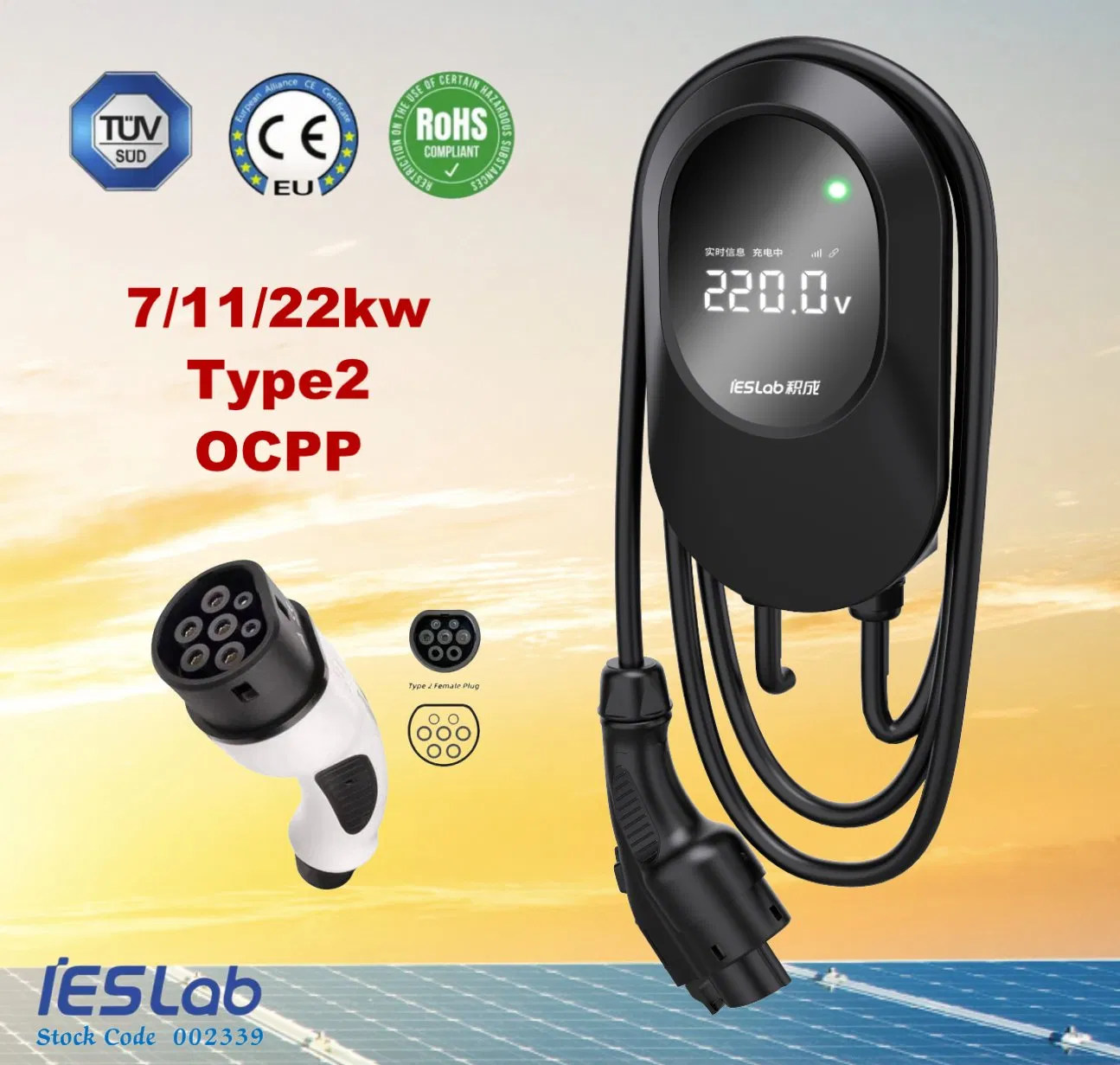 New Energy LED Screen Homeuse Public Rapid Fast High-Speed 7kw 11kw 22kw AC EV Electric Vehicle Car Charging Station Infrastructure AC EV Charger