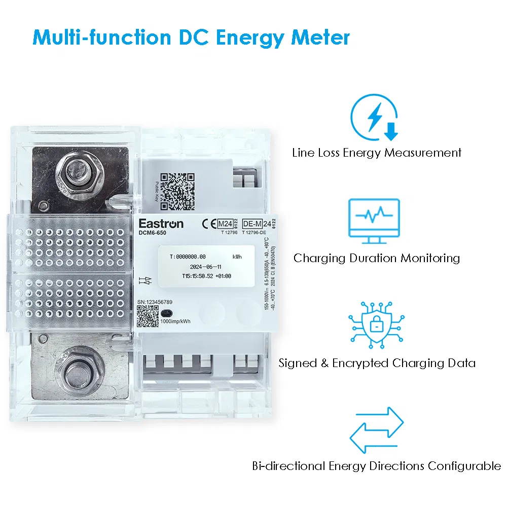 Eastron Dcm6 Series MID Approved RS485 Modbus RTU EV Charging Metering DIN Rail Mounted Smart DC Energy Meter