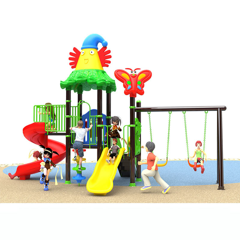 Kids Outdoor Playground with Swing Balance Monkey Bar Play Parts Plastic Slide
