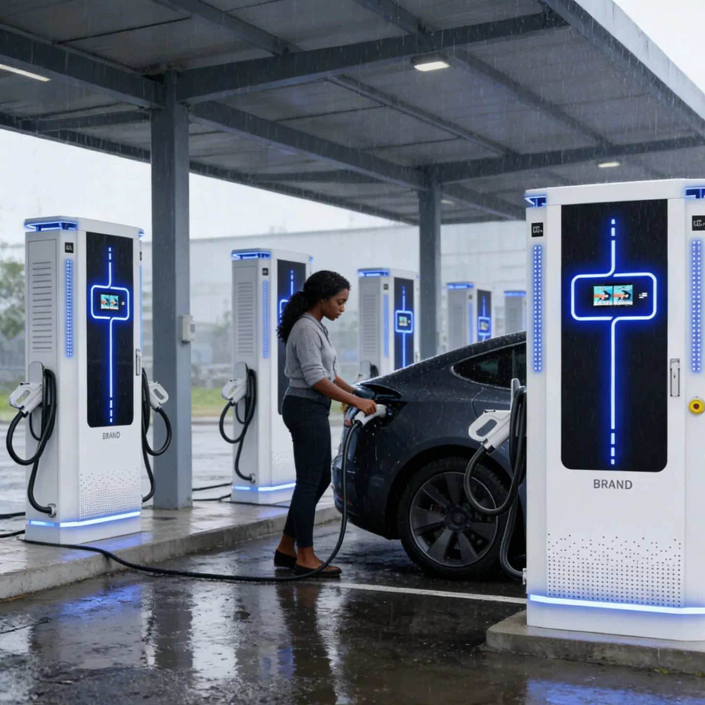 Parking Compatible 80kw DC EV Charger for Swedish Retail with Flat-Pack Design