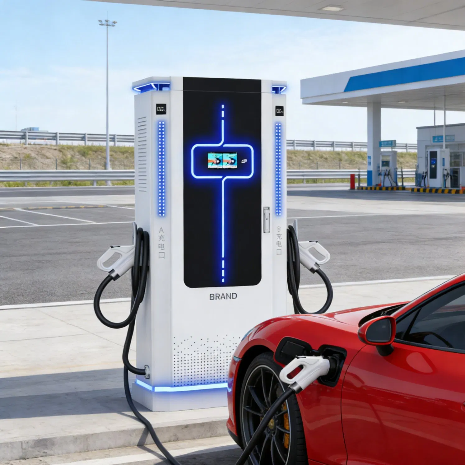 Compact Tower EV Charger for Urban Landmarks Charging Station