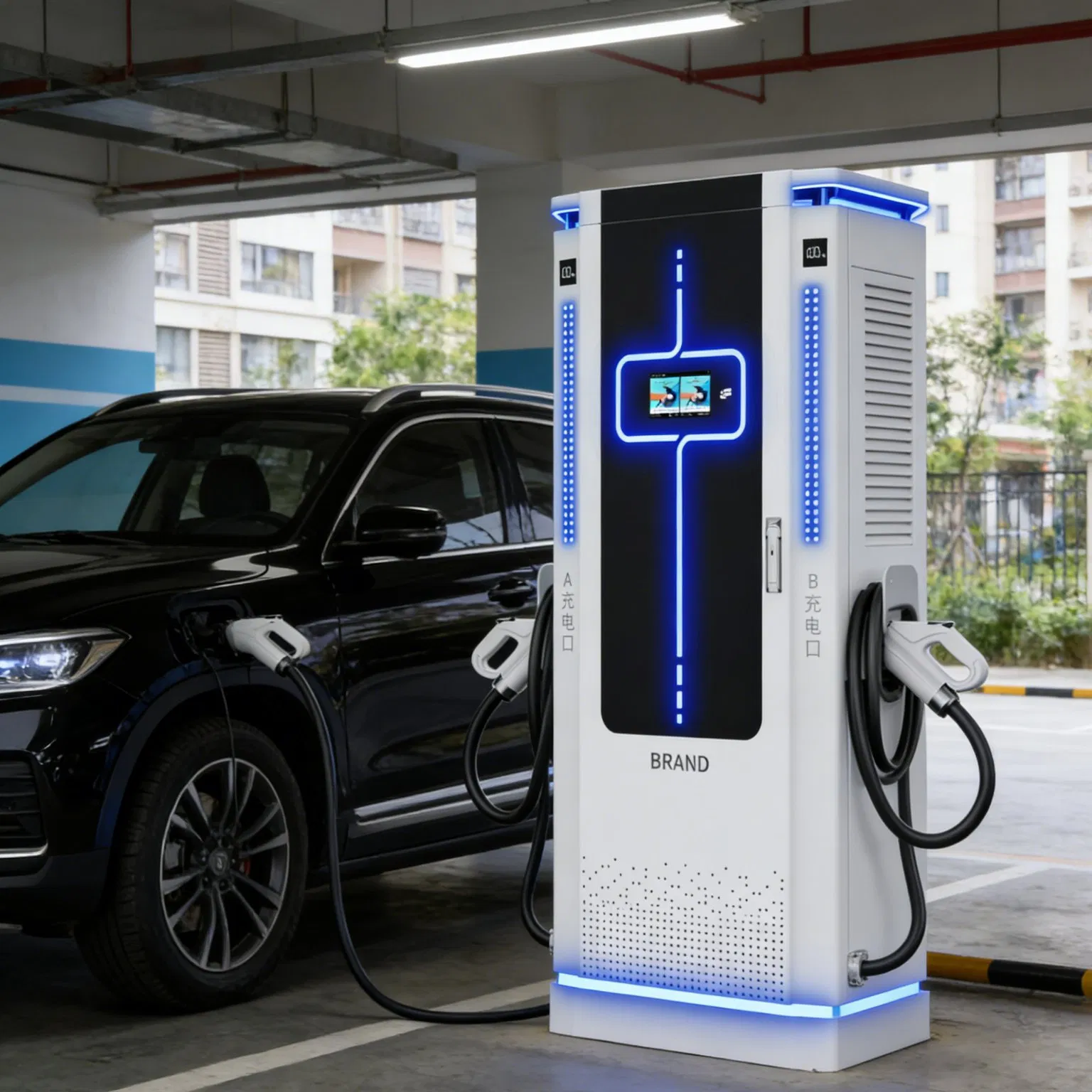 Compact Tower EV Charger for Urban Landmarks Charging Station
