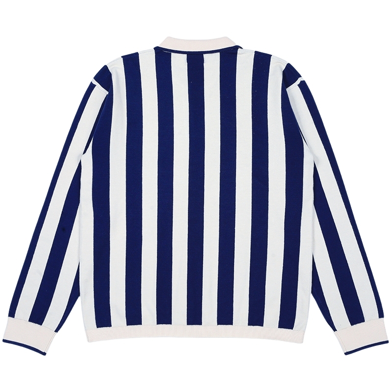 Custom LOGO Men Sweater Jacquard Letter Jumper Casual Pullover Striped Knitwear Polo Shirt Winter Loose Knitted Sweater for Men