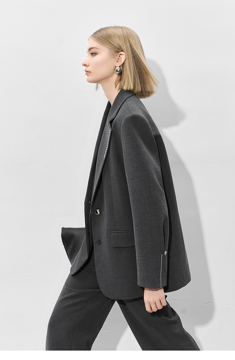 Brand Logo Customized Women Suits Jacket High-End Loose Fit Decorative Sewing Line Design Single Breast Women Blazer for Casual Wear