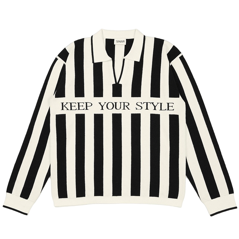 Custom LOGO Men Sweater Jacquard Letter Jumper Casual Pullover Striped Knitwear Polo Shirt Winter Loose Knitted Sweater for Men