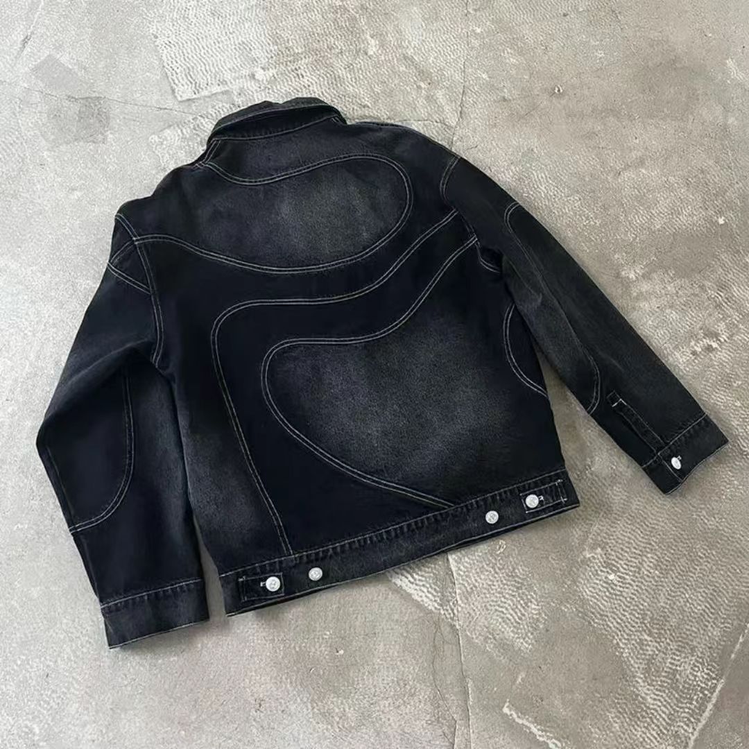 Custom Acid Washed Plus Size Men's Jackets Patchwork Embroidery Mens Jackets Fashionable High Quality Denim Designer Jackets
