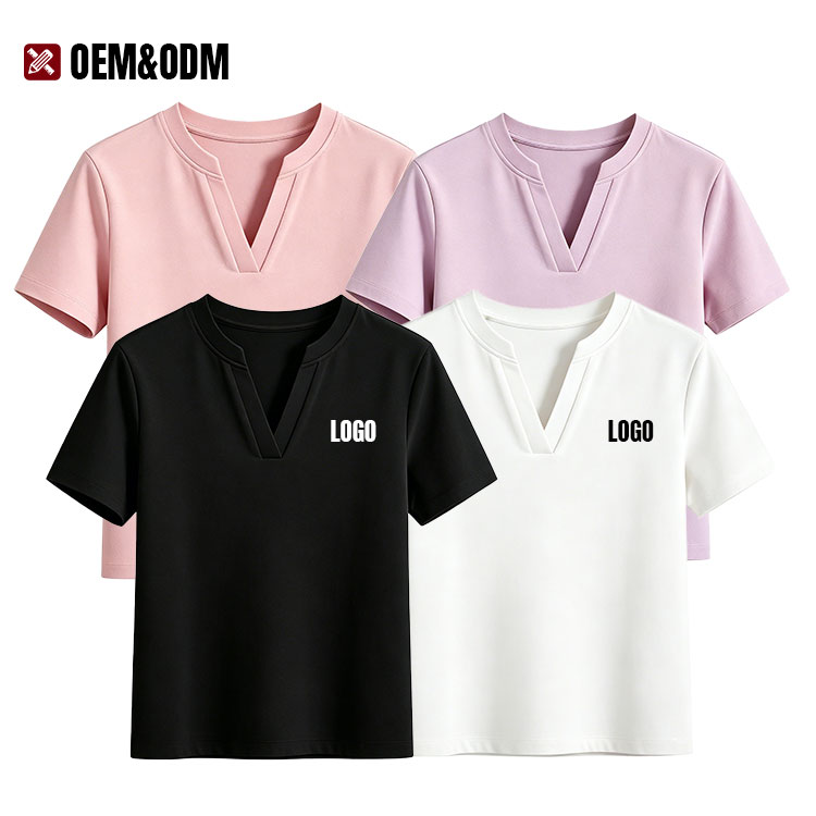 Party Night Soft Touch Graphic Pattern Casual Style Urban Fashion Durable Women's Polyester V-Neck Slim Fit Solid T-Shirt