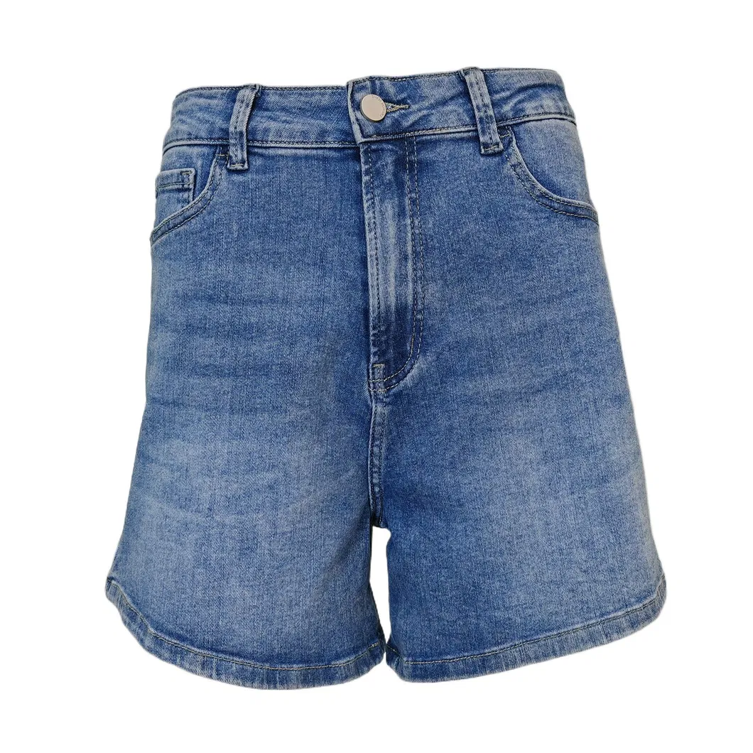 Ladies Unique Design Loose Side Pocket Casual High Waisted Light Blue Women Denim Shorts