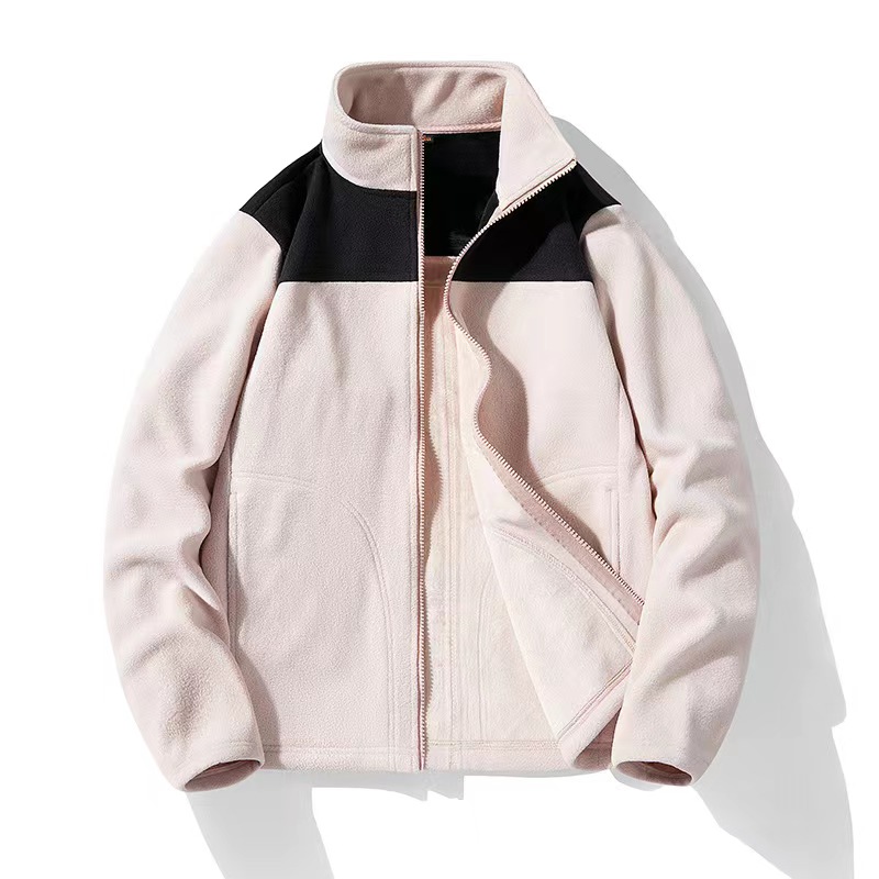 Winter Flaring High Quality Long Fluffy Sherpa Fleece 220g Stand Collar Zipper Closure Front Logo Windproof Breathable Unisex