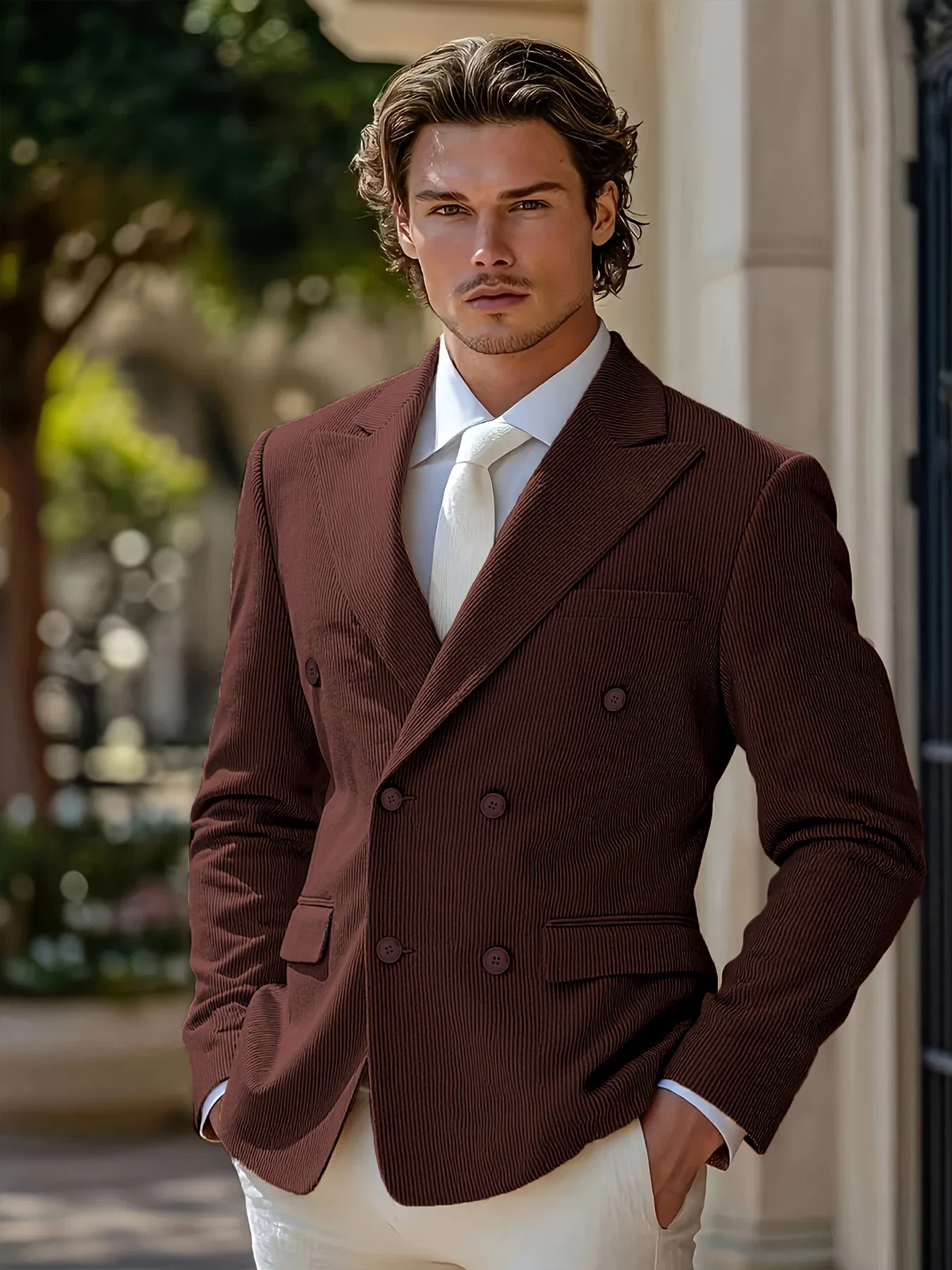 Elegant Corduroy Sport Coat for Men Autumn Casual Business Casual Blazer