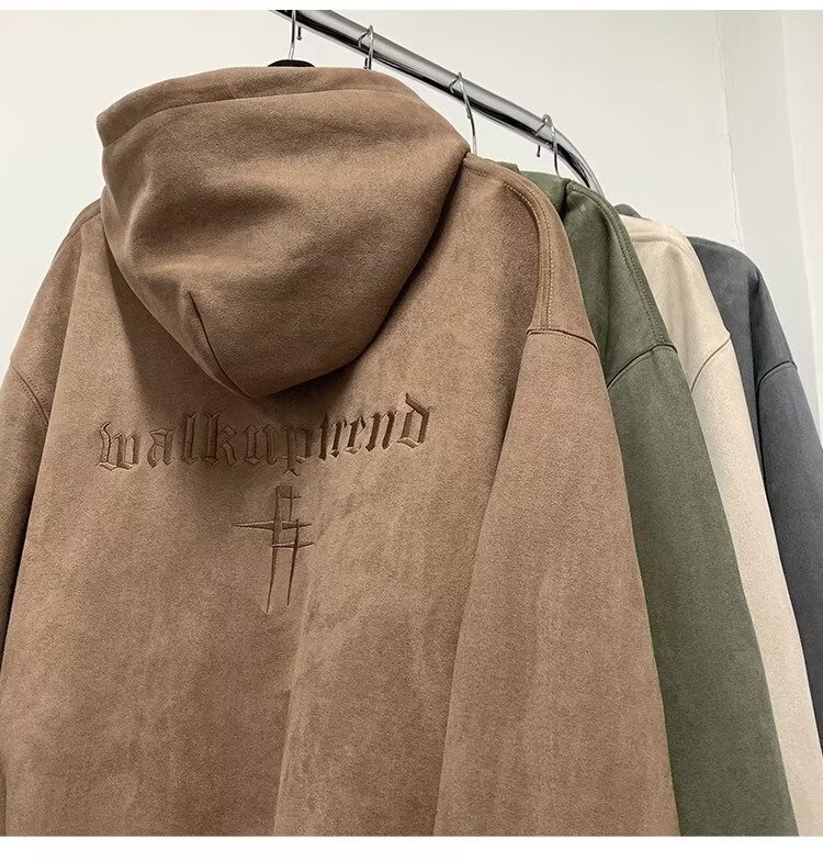 Men's Sueded Fleece Hoodie Heavyweight Brushed Vintage Americana Drop Shoulder Archival Outerwear