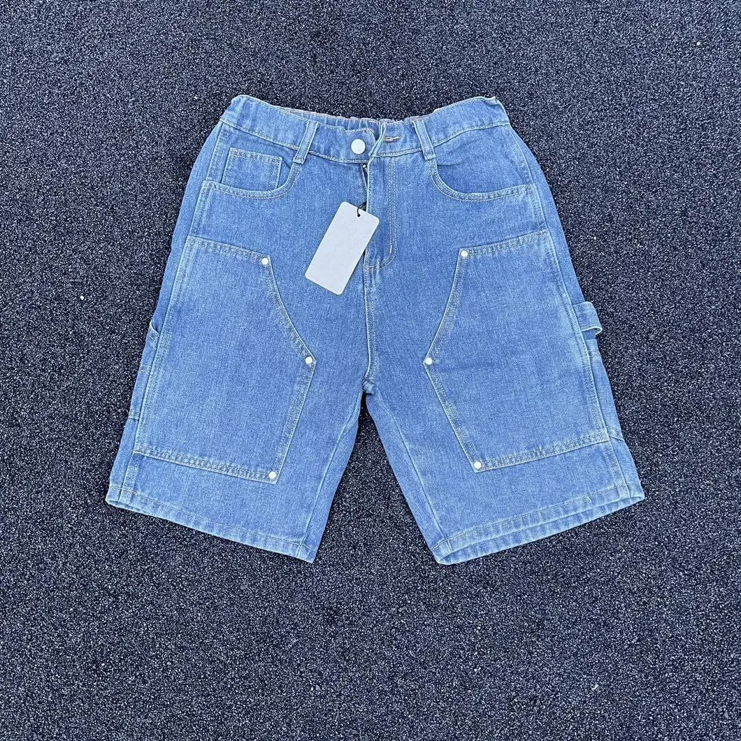 Men's Designer Distressed Embroidery Denim Shorts Breathable Vintage Hip Hop Style High Straight Light Streetwear Summer Vintage Men's Shorts