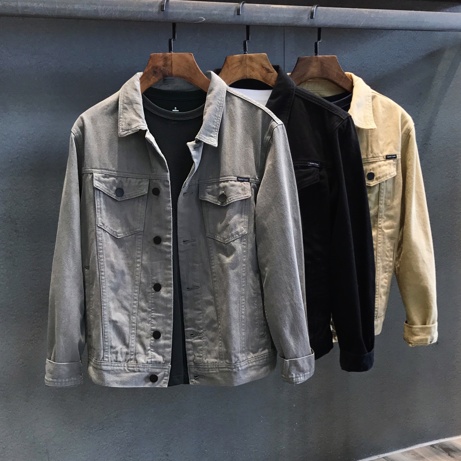 Custom Single Breasted Blank Denim Jean Jackets for Men