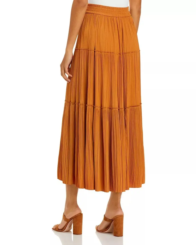Plain Pleated Chiffon Long Maxi Skirt Women