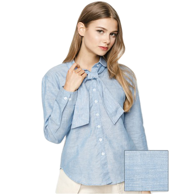 New Arrivals Women's Solid Button Woven Denim Casual Blouse Long Sleeve Shirt Turn-down Collar Custom Logo Spring Garment Dyed