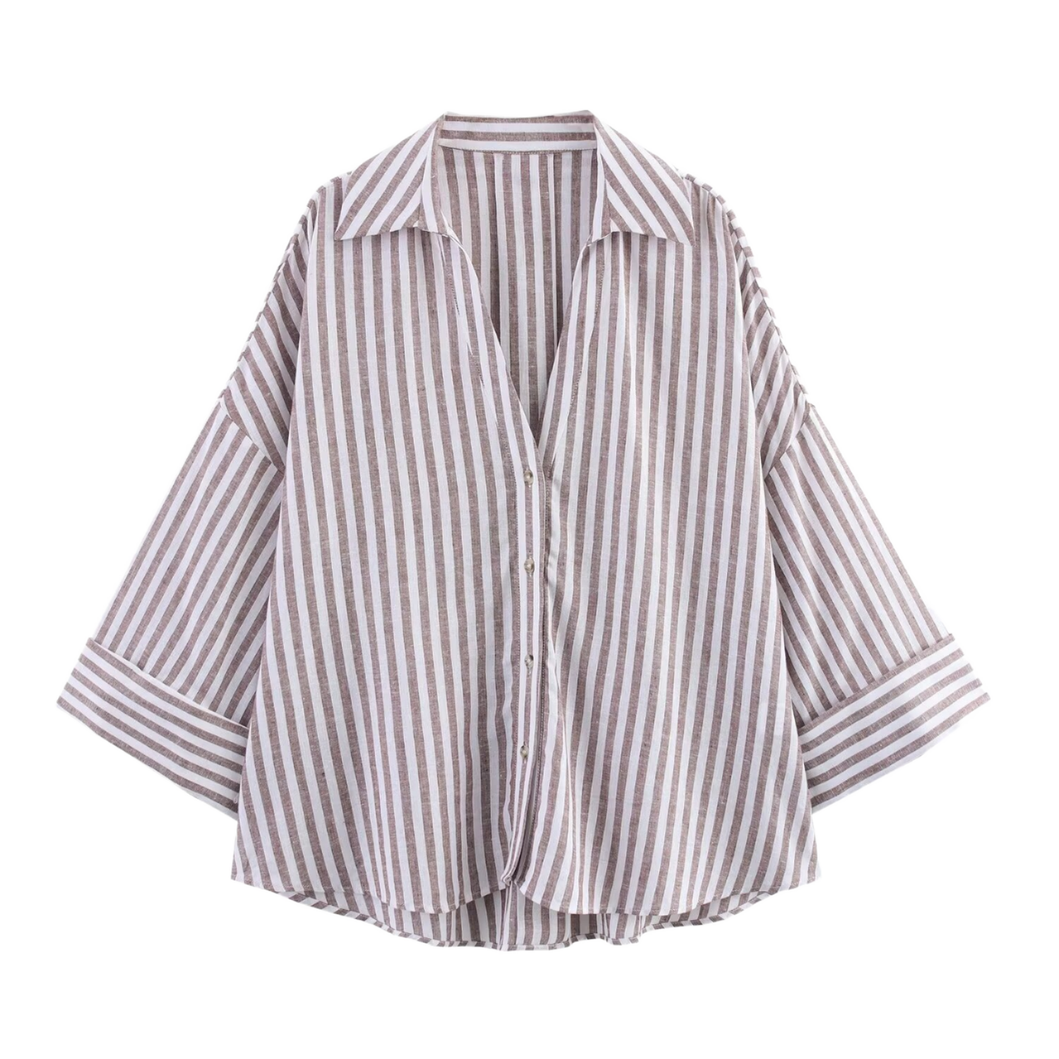 Women's Casual Fashion Tops Blouse 5 Colorway Buttons-Up Turn Collar Long Sleeve Breathable Vintage Weaved for Autumn Spring