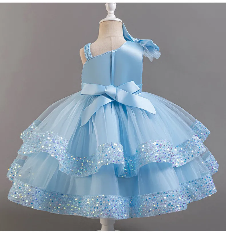 Children's Sequined Fluffy Mesh Cake Princess Dress Baby Girl Evening Dress