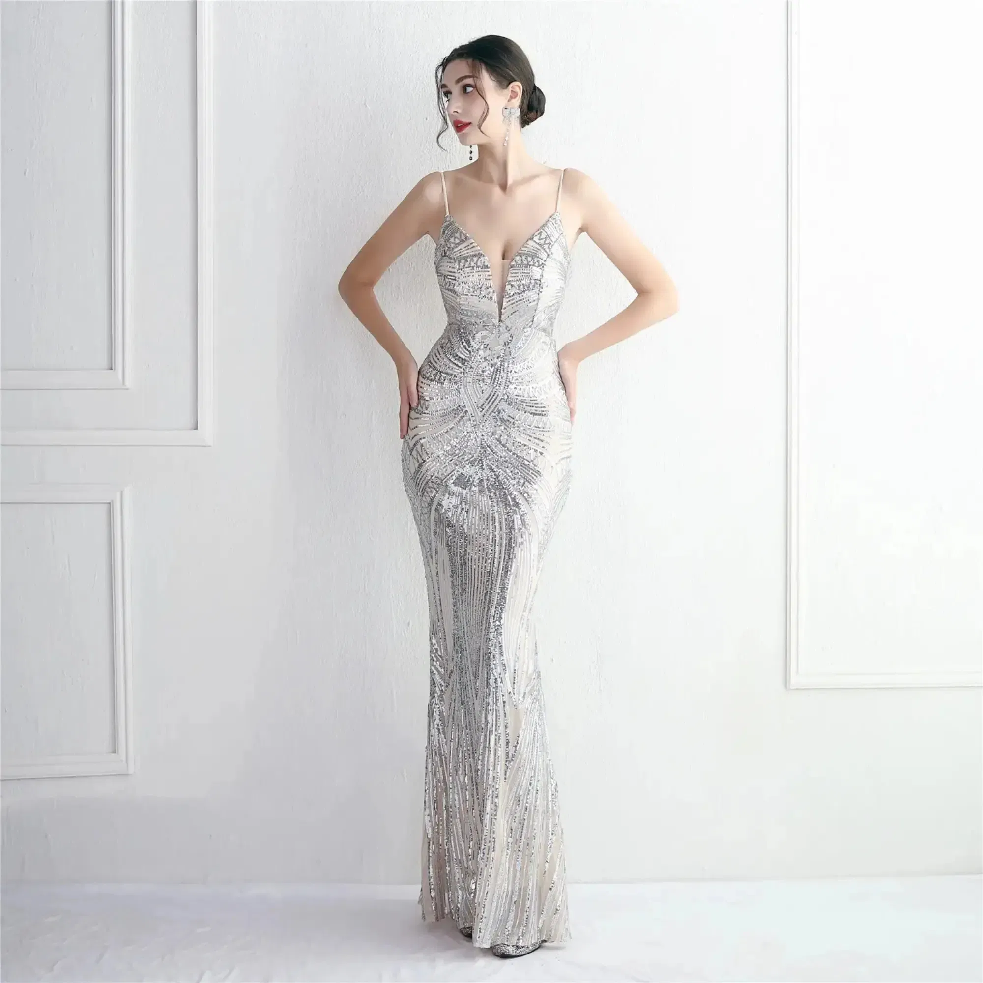 Custom Long Sequin Evening Dress New Arrival High-End Fashion Special Event Gown