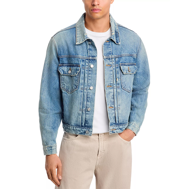 Long Sleeve Vintage Regular Wash Eco-Friendly 100% Cotton Denim Trucker Jacket