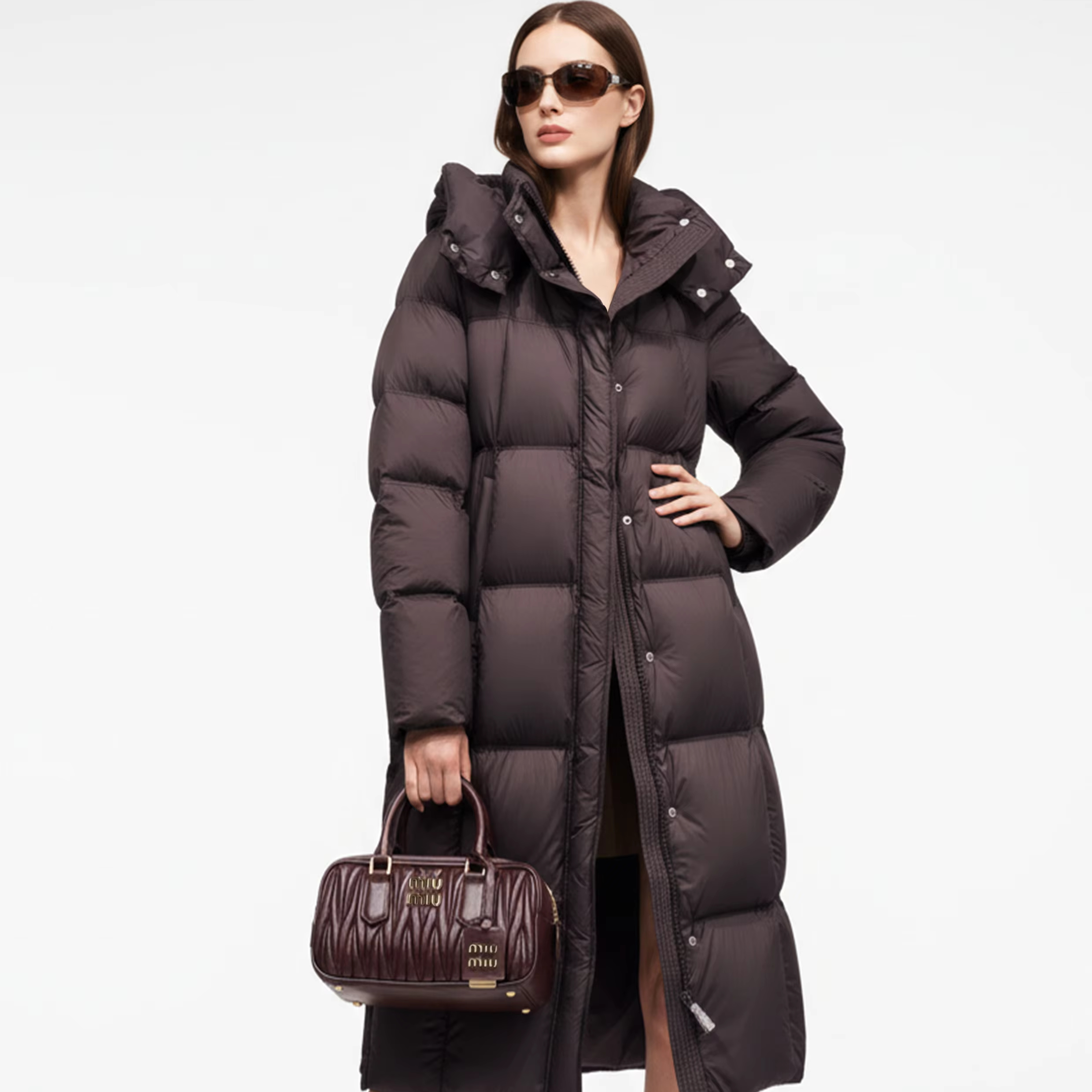 QLYP Winter Waterproof Windproof Breathable 150g-200g Fashion New Collection Long Coat Plaid Zipper Design Loose Fit Hooded