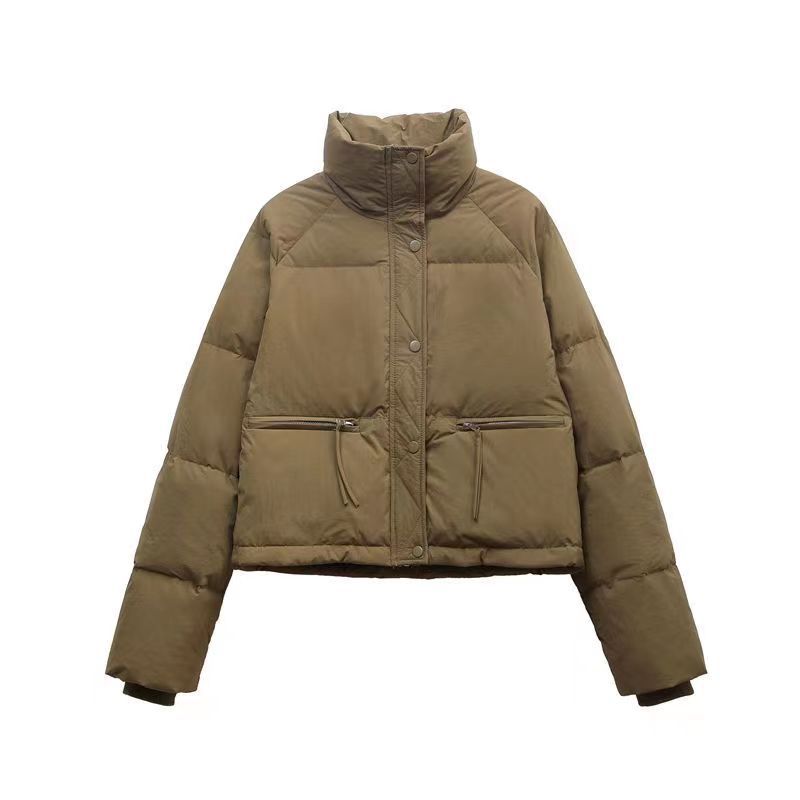 Women's Winter Long Sleeve Baggy Short Cotton Coats With Pockets Zipper Puffer Jacket