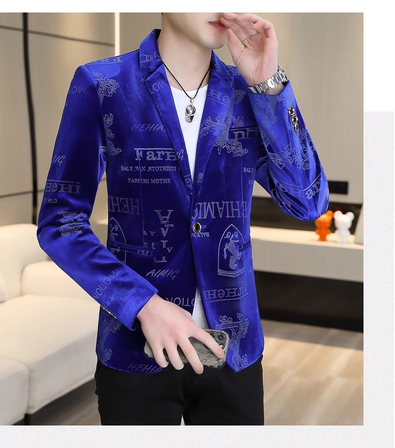 OEM Custom Brand Logo Wholesale Men Casual Autumn Handsome Suit Slim Fit Long Sleeve Blazer Jacket
