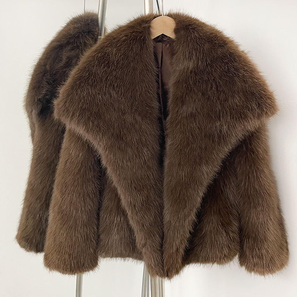 OFTBUY Women Faux Fox Fur Coat Ladies Autumn Winter Warm Short Jackets Artificial Imitation Fur Furry Outerwear Leopard Print