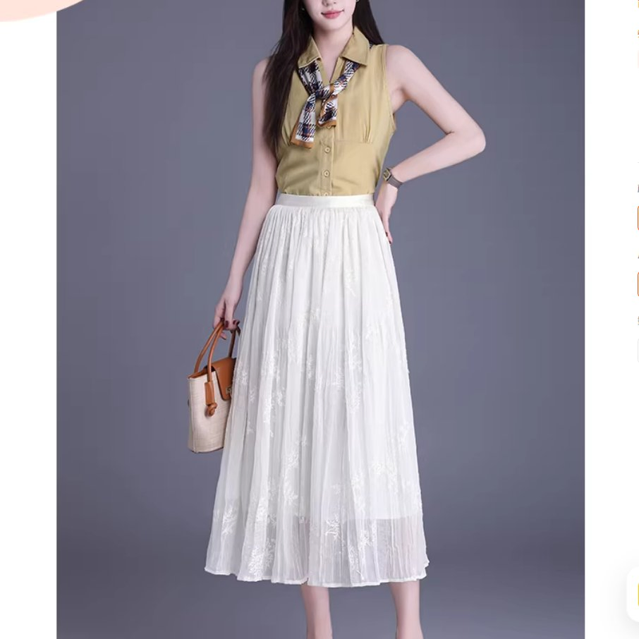 Casual Summer Print Embroidery Pleated Skirt A Line Black Women's Half Length Skirt MIDI Skirt