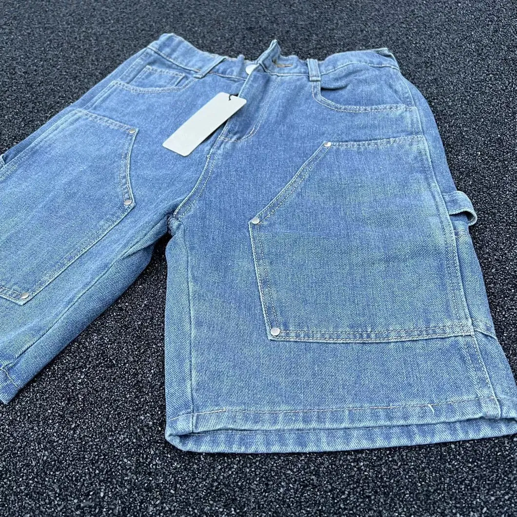 Men's Designer Distressed Embroidery Denim Shorts Breathable Vintage Hip Hop Style High Straight Light Streetwear Summer Vintage Men's Shorts