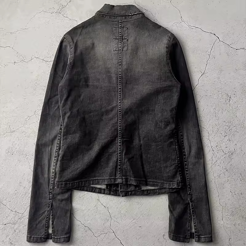 High Quality Streetwear Men's Cropped Denim Jacket Patchwork Button Design Slim Fit Great for Casual Spring Jacket