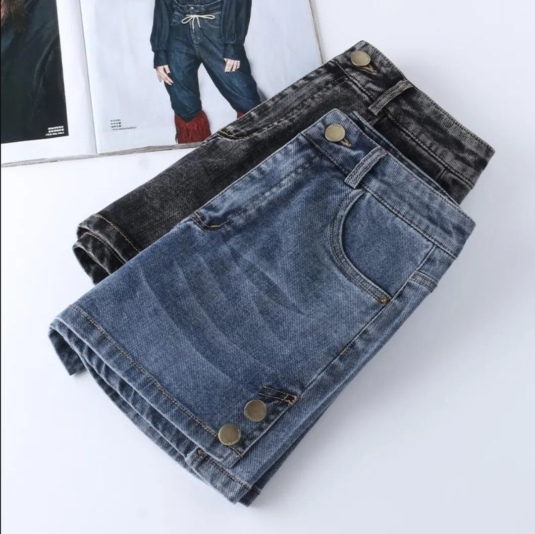 New Loose A-Line Wide-Leg High-Waisted Women's Denim Shorts