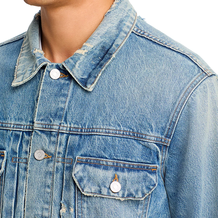 Long Sleeve Vintage Regular Wash Eco-Friendly 100% Cotton Denim Trucker Jacket