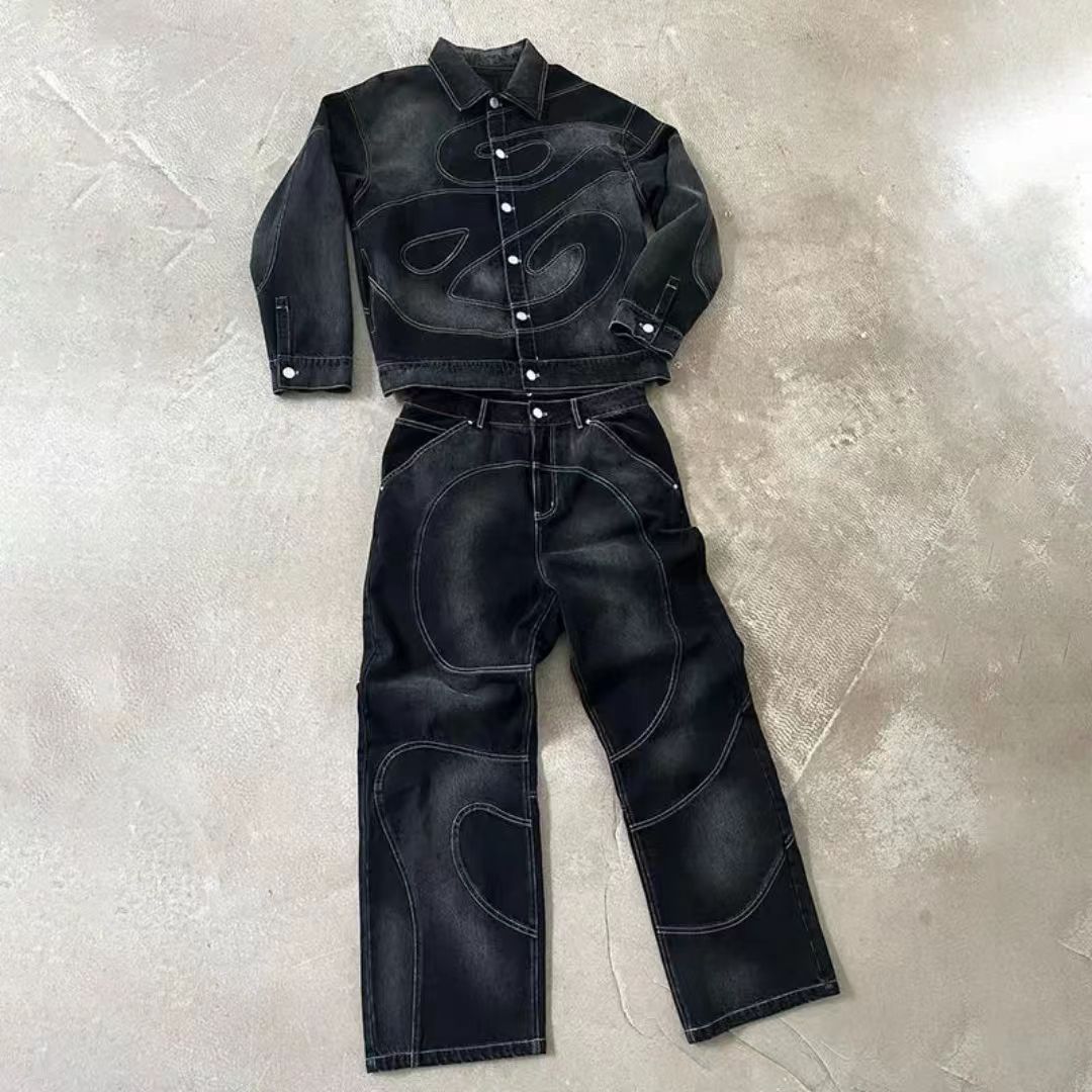 Custom Acid Washed Plus Size Men's Jackets Patchwork Embroidery Mens Jackets Fashionable High Quality Denim Designer Jackets