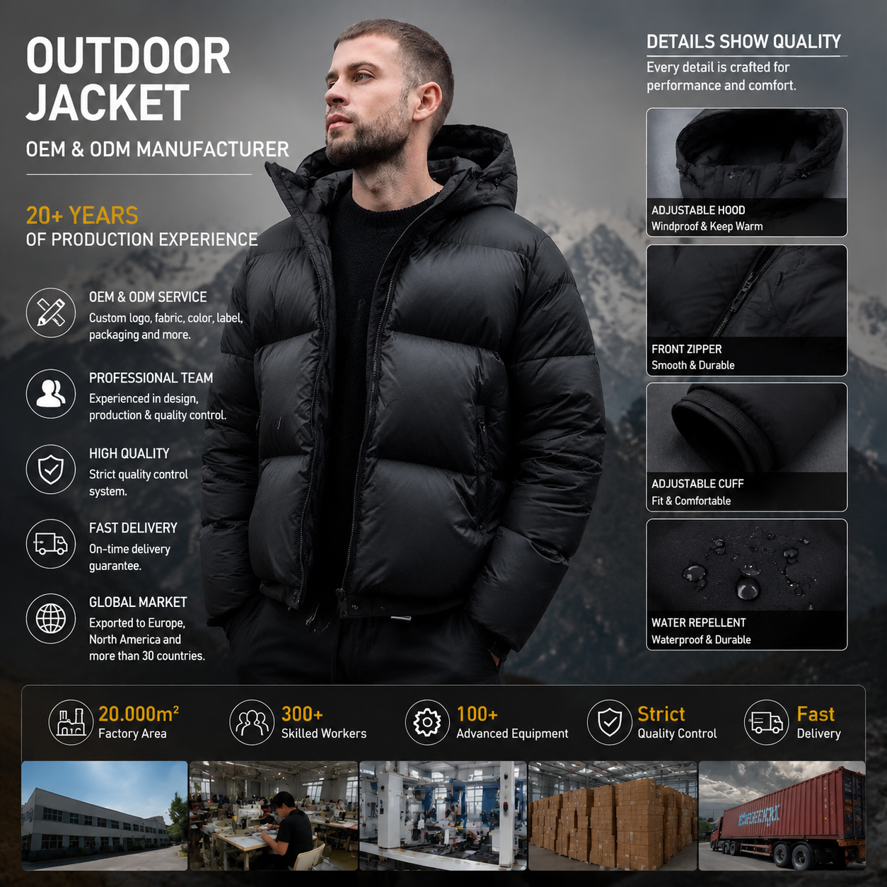 Custom Men's White Duck Down Puffer Jacket Hooded Winter Quilted Coat Premium Outdoor Outerwear Private Label Manufacturer