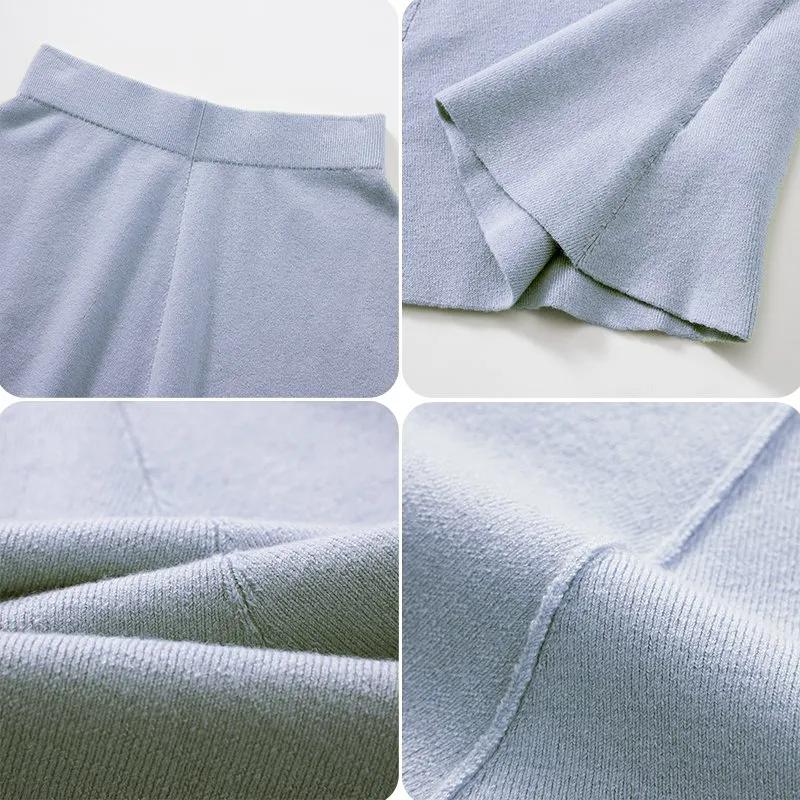 Women's Knitted Pleated Tennis Skirt Solid Color Casual Fair Skirt OEM