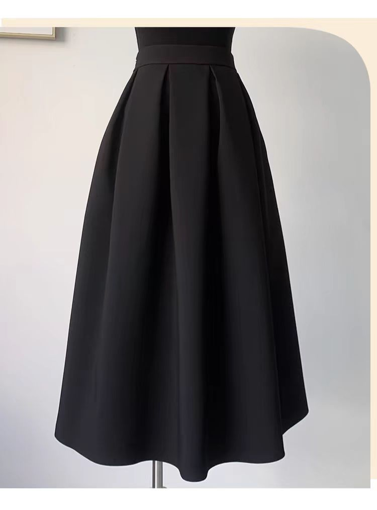 2024 New High-Waisted Loose Pleated Skirt with Texture