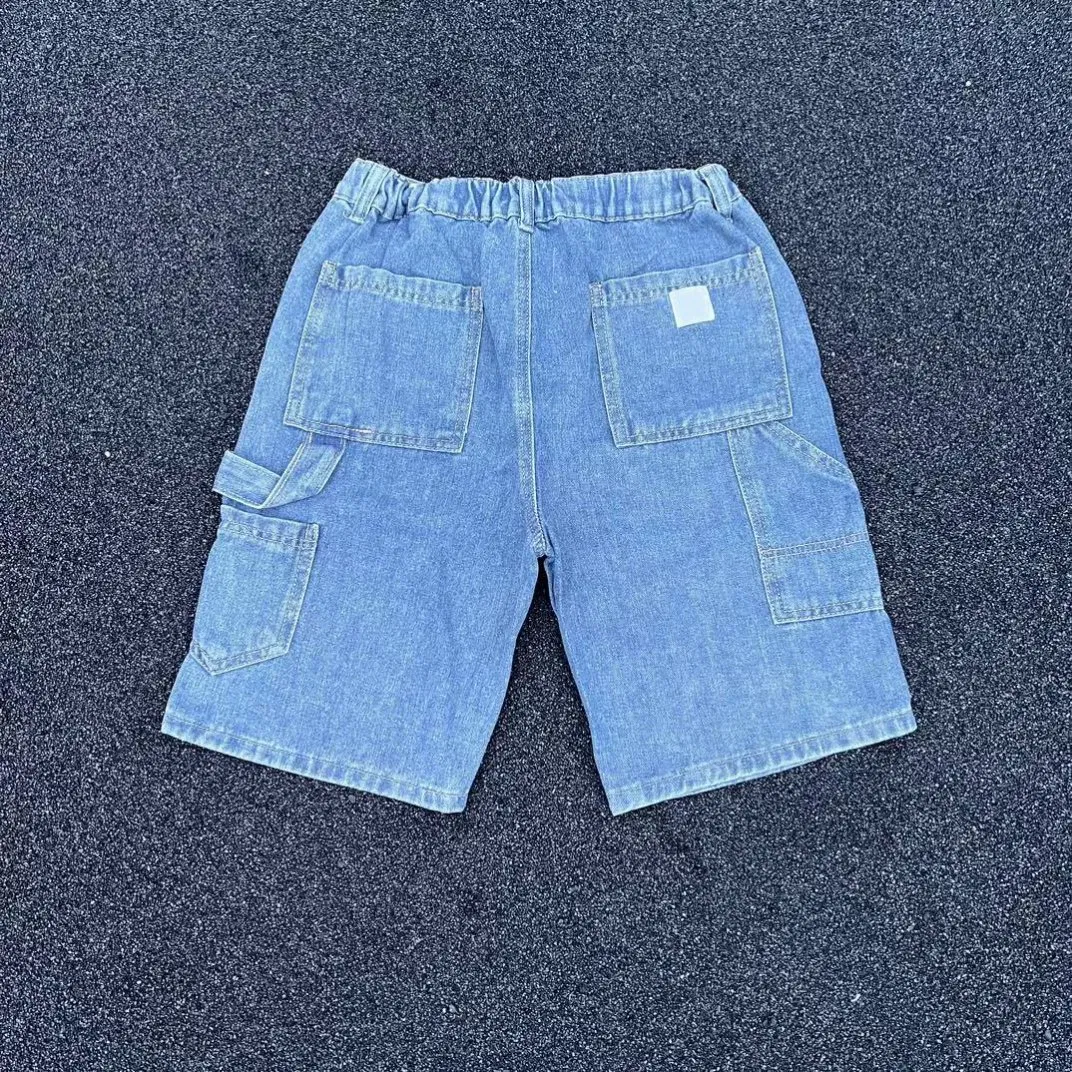 Men's Designer Distressed Embroidery Denim Shorts Breathable Vintage Hip Hop Style High Straight Light Streetwear Summer Vintage Men's Shorts