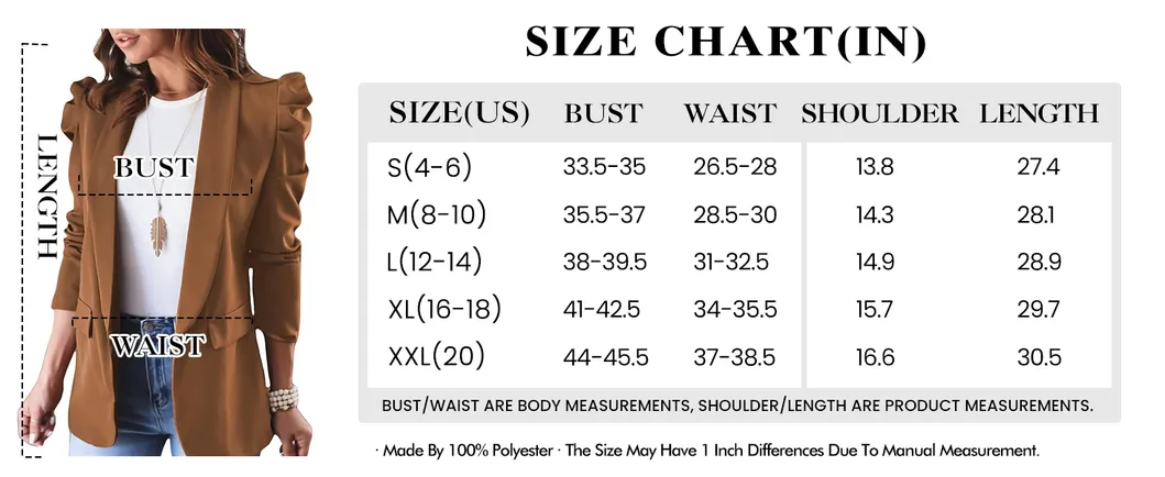 Blazer Size Chart