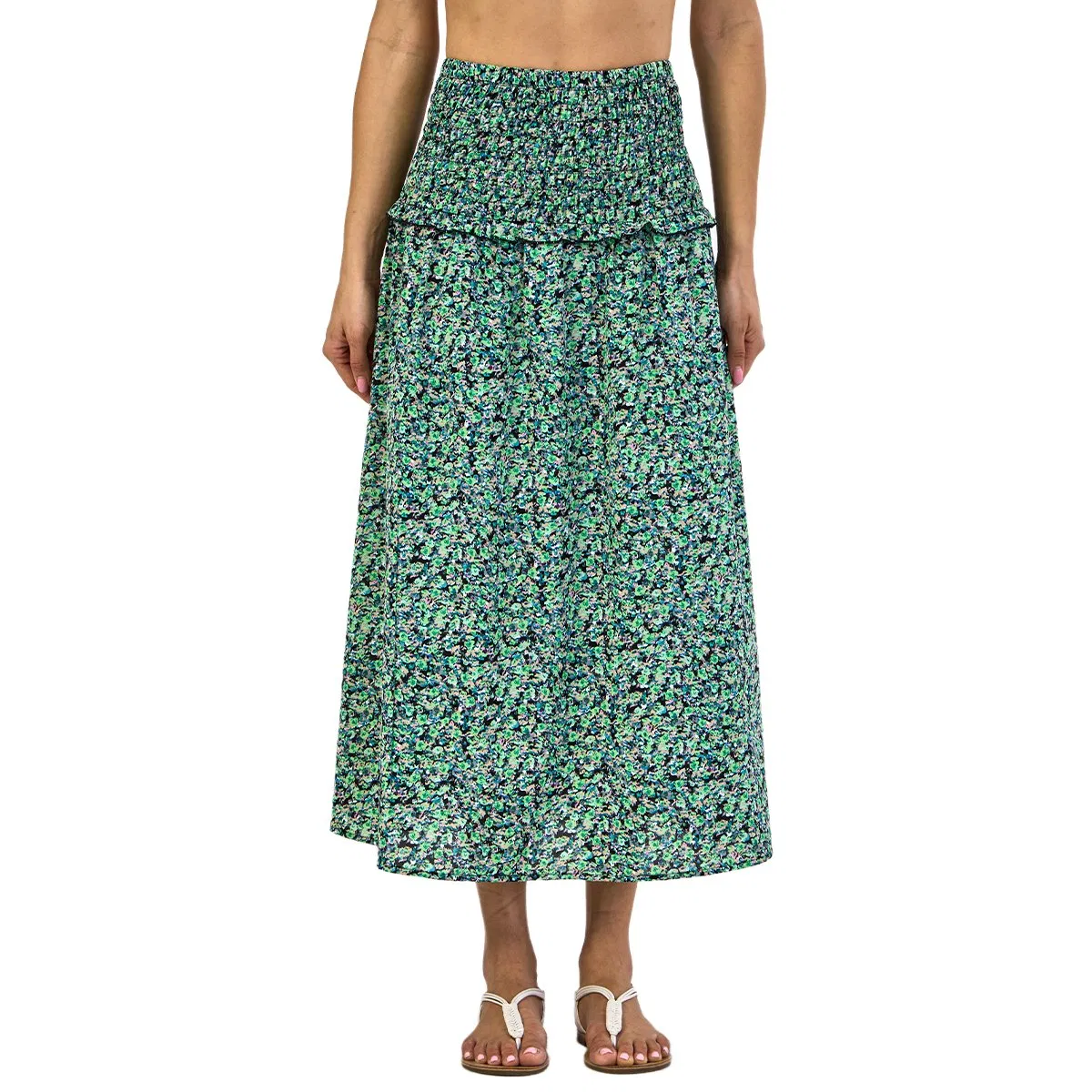 Wholesale European Style Pleated High Waist Casual Fashion Pattern Printing Women Long Skirt