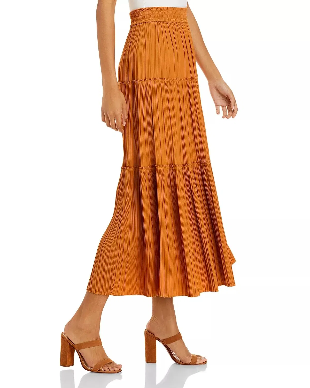 Latest Design for Wholesale High Quality Women Clothes Hot Sale Plain Pleated Chiffon Long Maxi Skirt Women