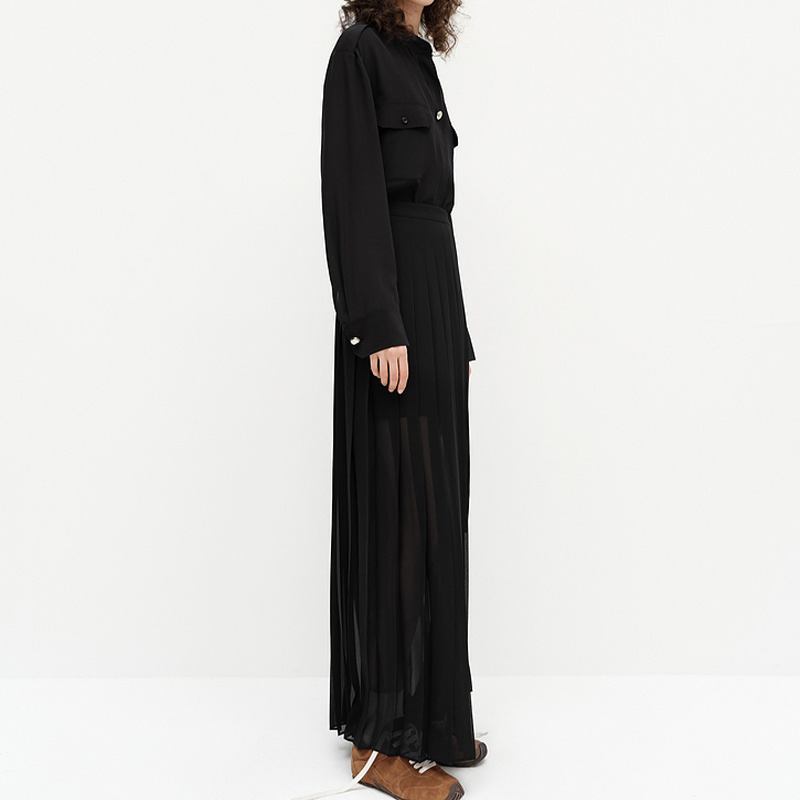 European and American Women's Pleated Skirt with a Hanging Feeling Solid Color and Large Display Pleated Skirt