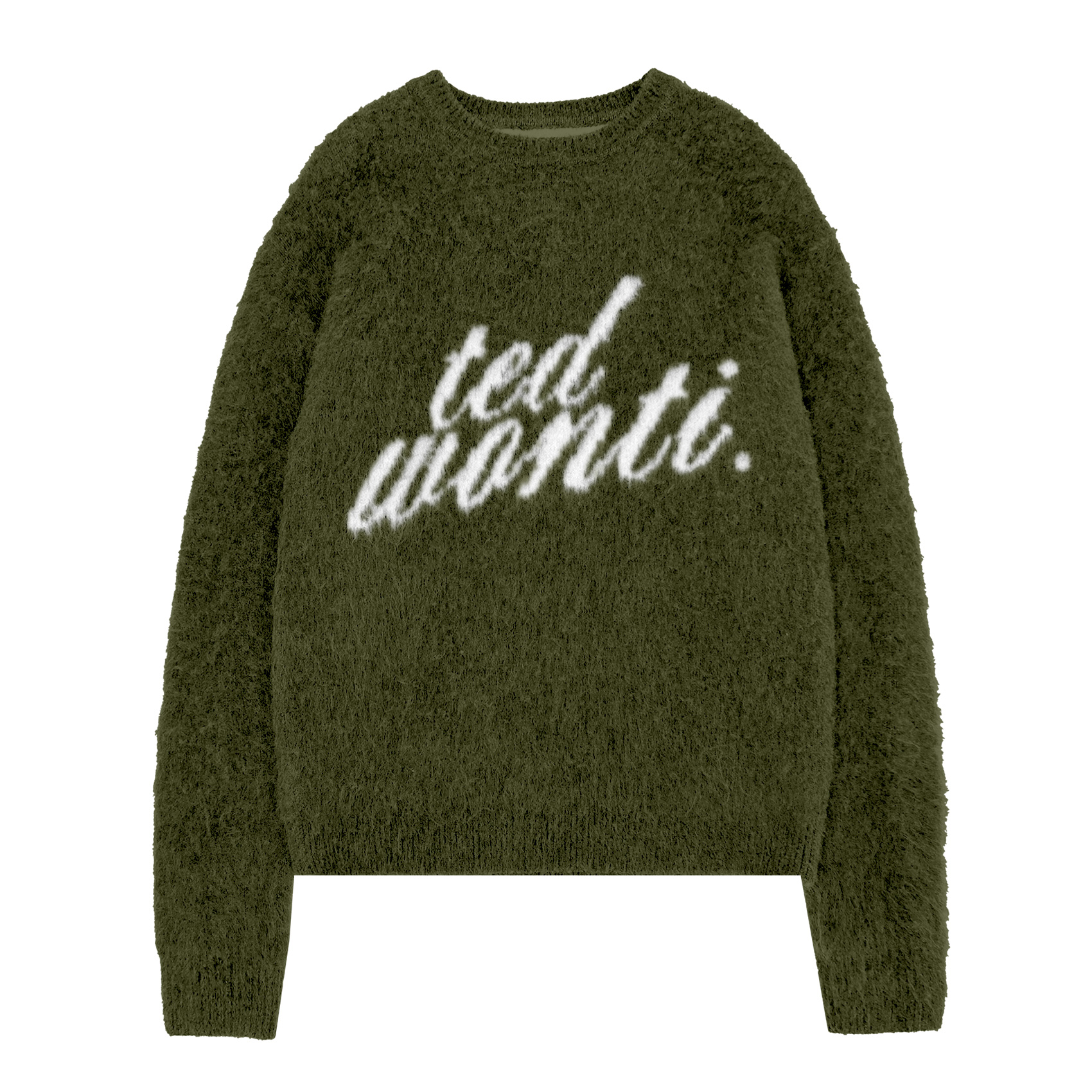 Hot-Selling Custom Logo Jacquard Knitted Jumper Drop Shoulder Furry Mohair Wool Pullover Winter Crew Neck Sweater