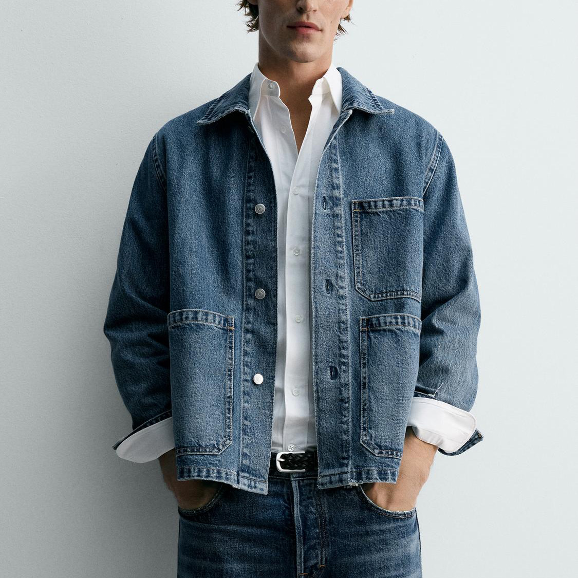 Men's Outdoor Jacket Custom Printed Logo Wholesale Street Style Loose Fit Embroidered Vintage Cotton Denim Jacket With Pockets