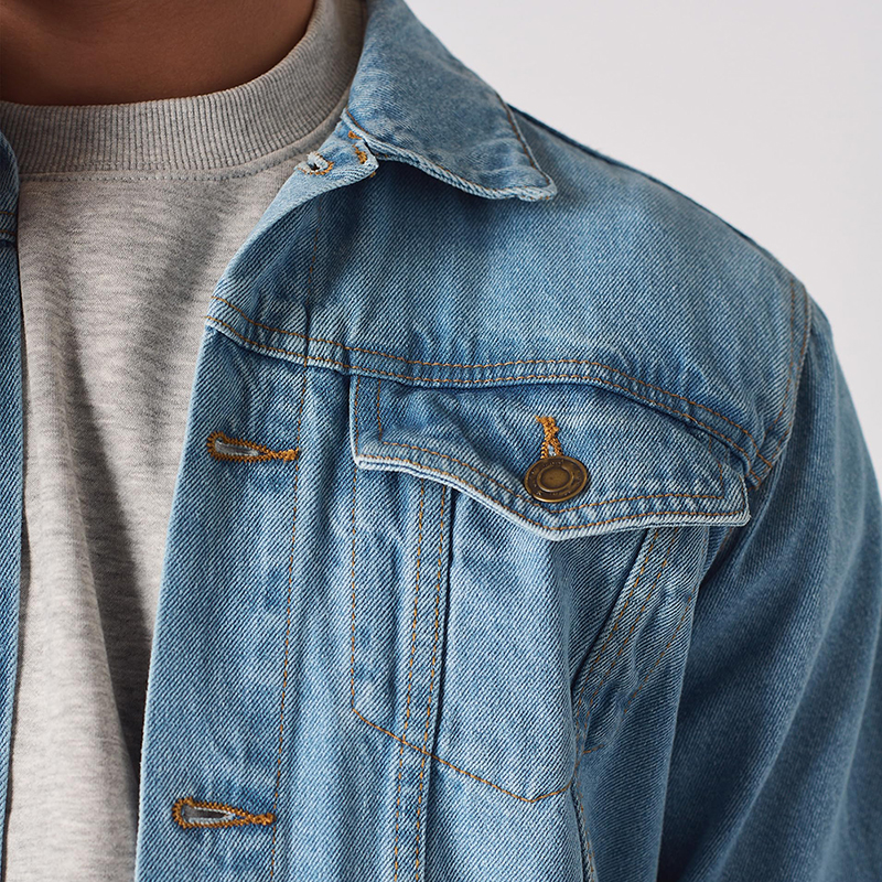 OEM Custom Jean Jacket For Men Classic Regular Fit Casual Outerwear Button Down Cowboy Cut Men's Denim Jacket
